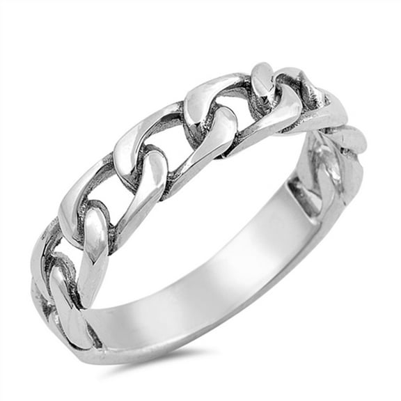 Oxidized Men's Curb Link Chain Ring .925 Sterling Silver Band Jewelry Female Male Unisex Size 5