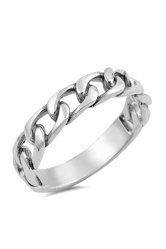 Oxidized Men's Curb Link Chain Ring .925 Sterling Silver Band Jewelry Female Male Unisex Size 5