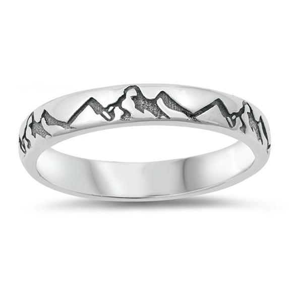 Oxidized Mountain Range Ring .925 Sterling Silver Band Jewelry Female Male Unisex Size 4