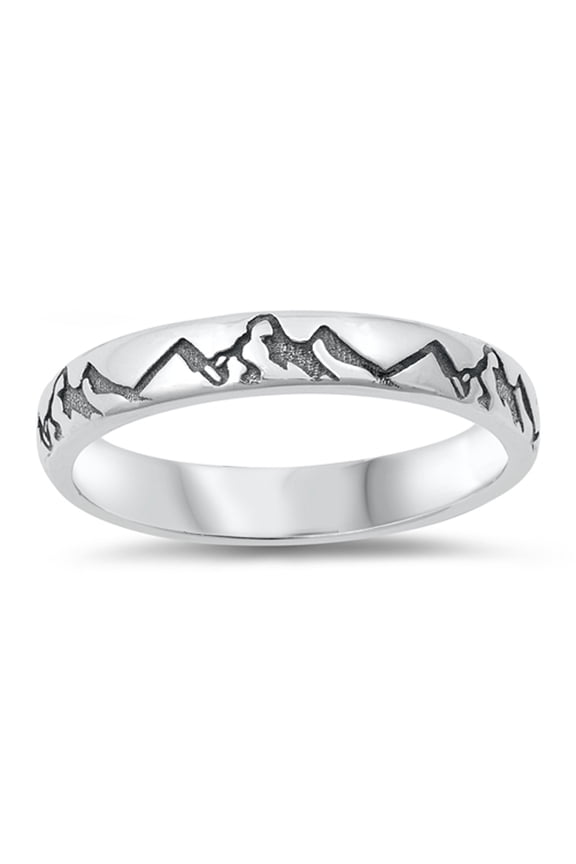 Oxidized Mountain Range Ring .925 Sterling Silver Band Jewelry Female Male Unisex Size 7