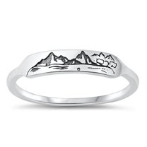 Oxidized Mountain Ring .925 Sterling Silver Band Jewelry Female Male Unisex Size 4