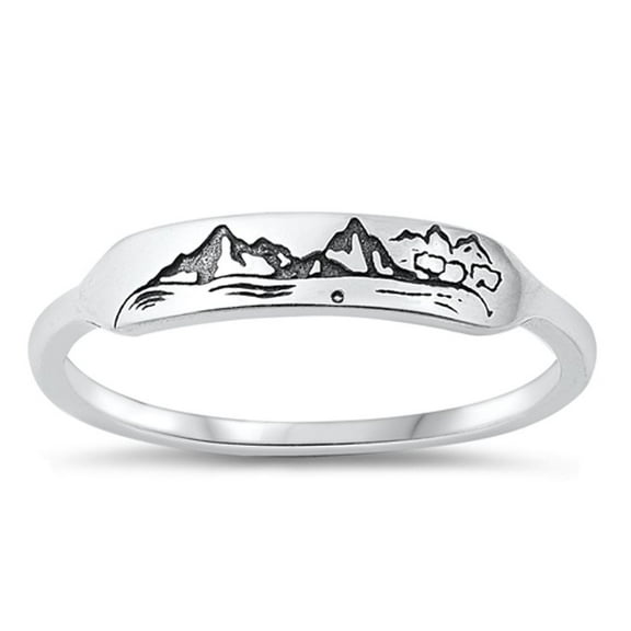 Oxidized Mountain Ring .925 Sterling Silver Band Jewelry Female Male Unisex Size 7