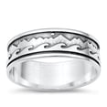 thumbnail image 1 of Oxidized Mountain Wave Promise Ring .925 Sterling Silver Band Jewelry Female Male Unisex Size 8, 1 of 4