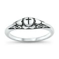 thumbnail image 1 of Oxidized Oval Cross Heart Infinity Swirl Ring Sterling Silver Band 925 Jewelry Female Male Size 6, 1 of 4