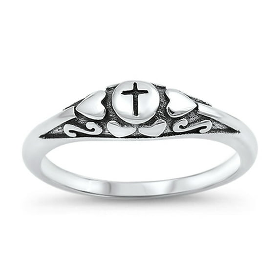 Oxidized Oval Cross Heart Infinity Swirl Ring Sterling Silver Band 925 Jewelry Female Male Size 6