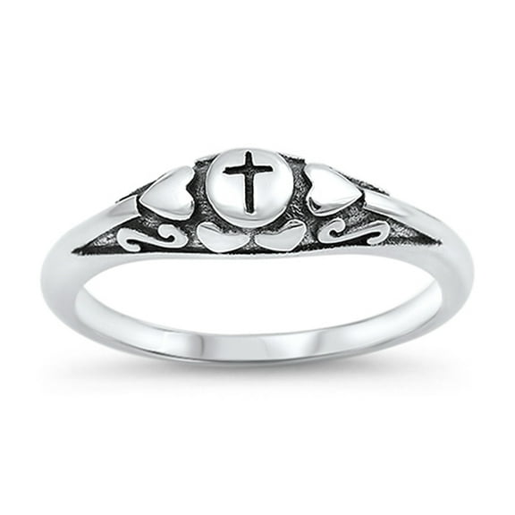 Oxidized Oval Cross Heart Infinity Swirl Ring Sterling Silver Band 925 Jewelry Female Male Size 7
