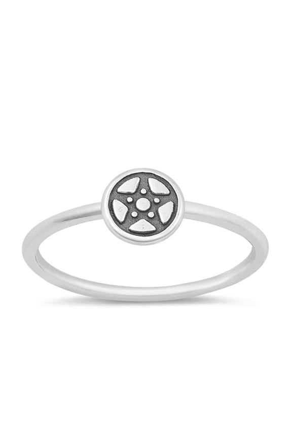 Oxidized Pentagram Ring .925 Chic Sterling Silver Band Jewelry Female Male Unisex Size 4