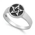 thumbnail image 1 of Oxidized Pentagram Star Ring .925 Sterling Silver Band Jewelry Female Male Unisex Size 10, 1 of 4