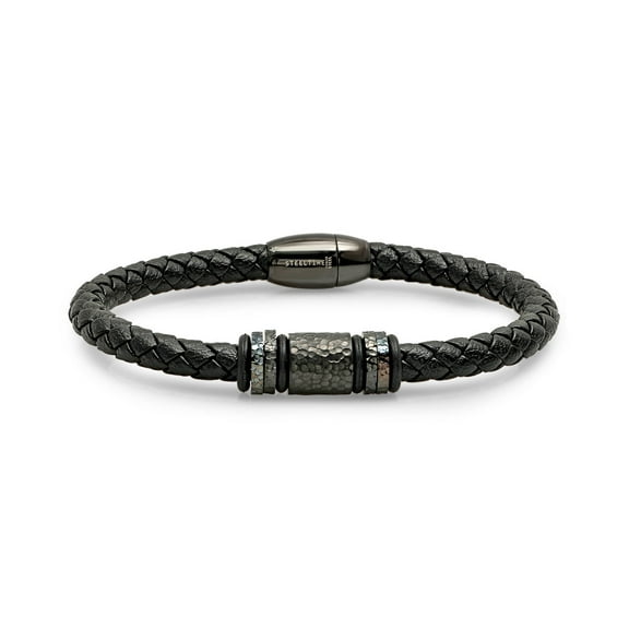 Oxidized Plated Hammered Braided Bracelet