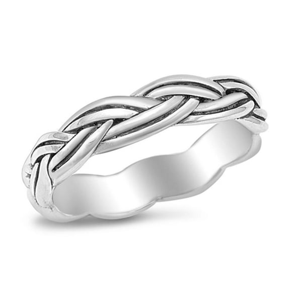 Oxidized Rope Infinity Knot Ring .925 Sterling Silver Wedding Band Jewelry Female Male Unisex Size 7