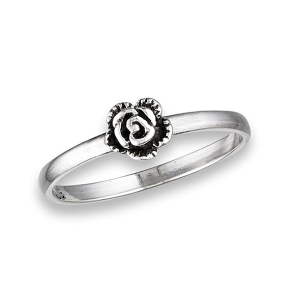 Oxidized Rose Flower Ring .925 Sterling Silver Band Jewelry Female Male Unisex Size 8
