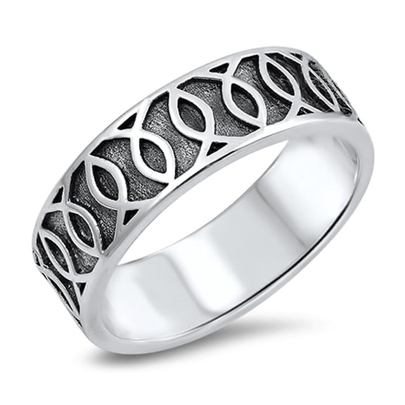 Oxidized Round Circle Loop Knot Wedding Ring 925 Sterling Silver Band Jewelry Female Male Size 11