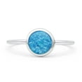 thumbnail image 1 of Oxidized Round Petite Dainty Ring Lab Created Blue Opal 925 Sterling Silver Size 7, 1 of 5