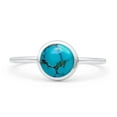 thumbnail image 1 of Oxidized Round Petite Dainty Ring Simulated Turquoise 925 Sterling Silver Size 8, 1 of 5