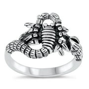 Oxidized Scorpion Dangerous Animal Biker Ring Sterling Silver Band 925 Jewelry Female Male Size 8