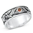 thumbnail image 1 of Oxidized Simulated Garnet Flower Ring .925 Sterling Silver Band Red CZ Jewelry Female Size 5, 1 of 4