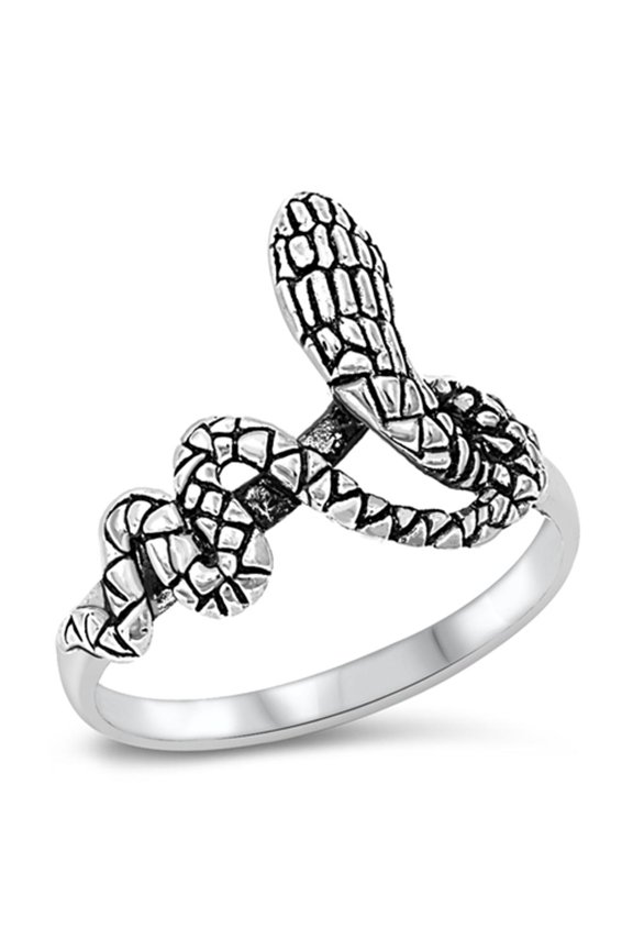 Oxidized Snake Coil Biker Scale Ring .925 Sterling Silver Band Jewelry Female Male Unisex Size 7