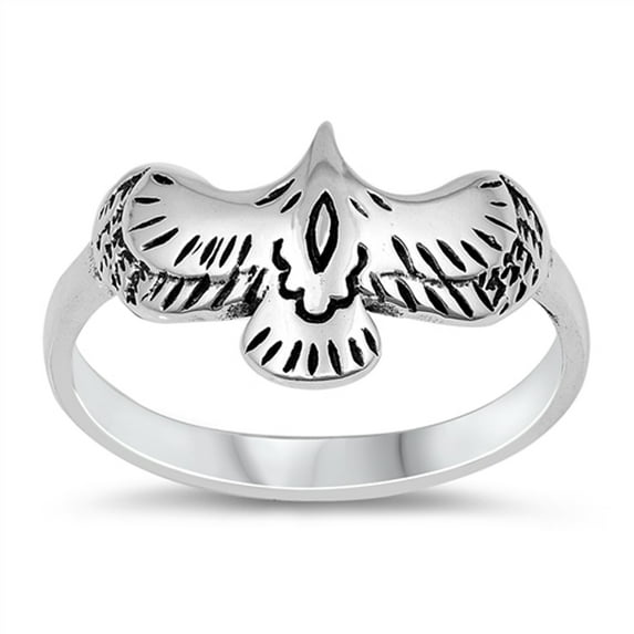 Oxidized Sparrow Eagle Bird Nature Ring .925 Sterling Silver Band Jewelry Female Male Unisex Size 6