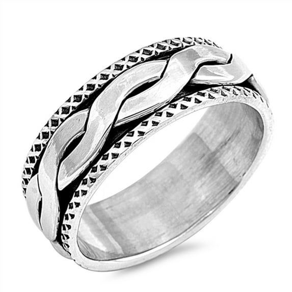 Oxidized Spinner Infinity Knot Rope Wedding Ring Sterling Silver Band 925 Jewelry Female Size 13