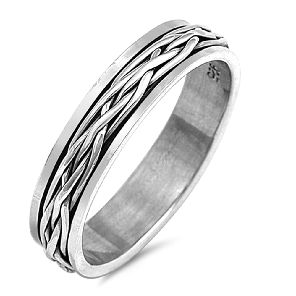 Oxidized Spinner Weave Knot Vine Wedding Ring Sterling Silver Band 925 ...