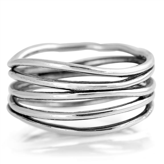Oxidized Stacked Bar Knot Wide Wedding Ring 925 Sterling Silver Open Band Jewelry Female Male Size 5