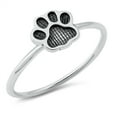 thumbnail image 1 of Oxidized Stamped Paw Print Dog Ring .925 Sterling Silver Band Jewelry Female Male Unisex Size 6, 1 of 4