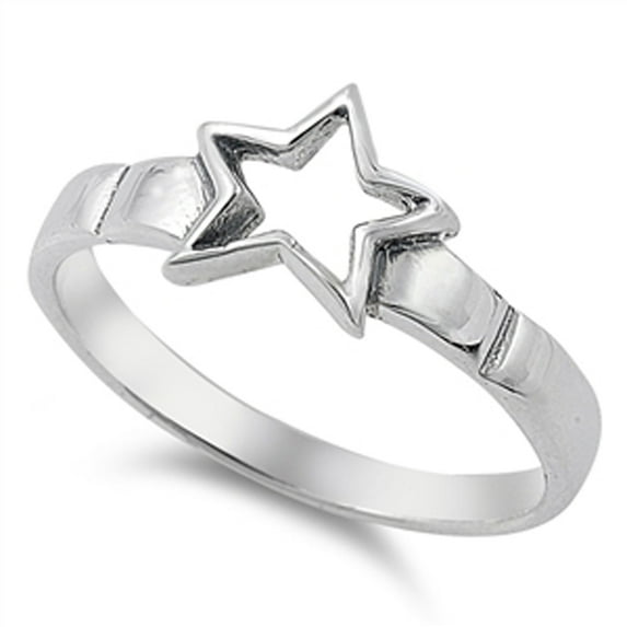 Oxidized Star Friendship Cutout .925 Sterling Silver Band Jewelry Female Male Unisex Size 7