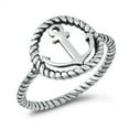 thumbnail image 1 of Oxidized Sterling Silver Anchor Rope Ring Size 8, 1 of 3