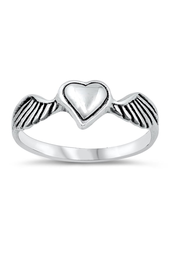 Oxidized Sterling Silver Angle Of Love Wings Ring Size 9
