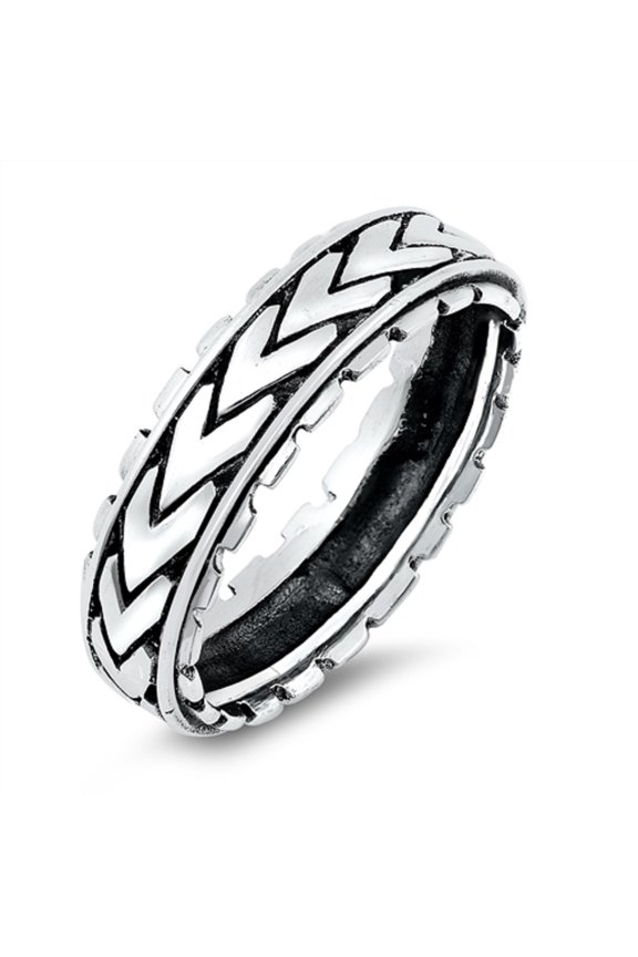 Oxidized Sterling Silver Arrows Design Band Ring Size 10