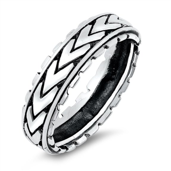 Oxidized Sterling Silver Arrows Design Band Ring Size 8