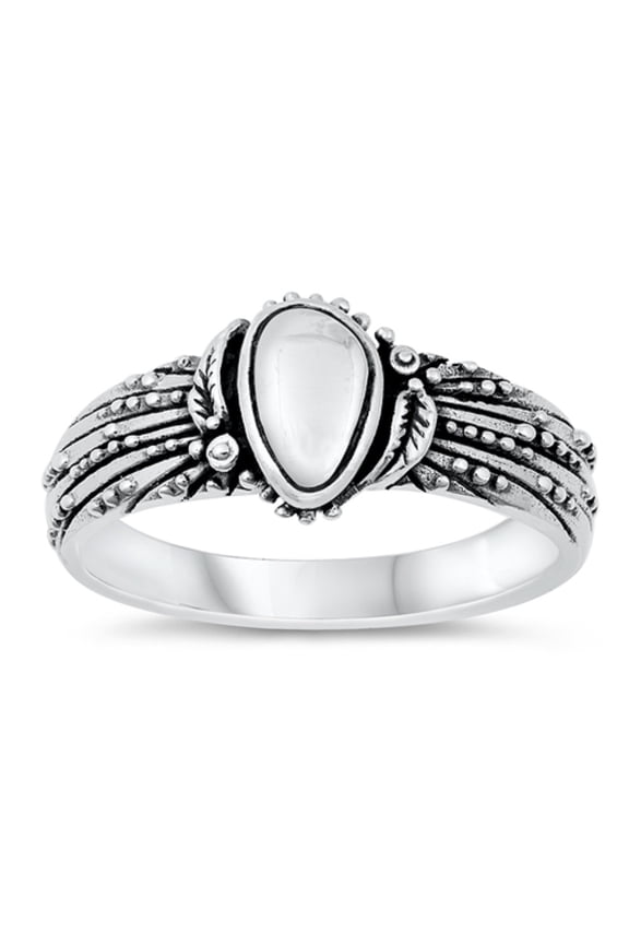Oxidized Sterling Silver Bali Leaf Design Ring Size 7