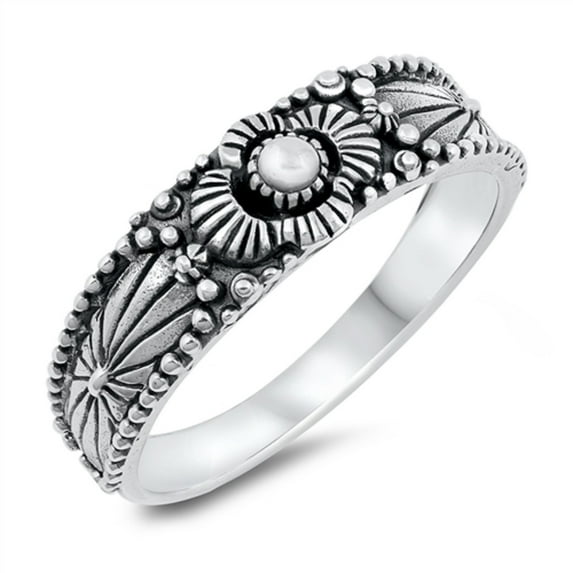 Oxidized Sterling Silver Beaded Bali Band Ring Size 5