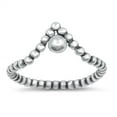 thumbnail image 1 of Oxidized Sterling Silver Beaded Band V Shape Ring Size 10, 1 of 3