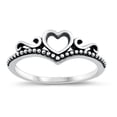 thumbnail image 1 of Oxidized Sterling Silver Beaded Heart Ring Size 5, 1 of 3