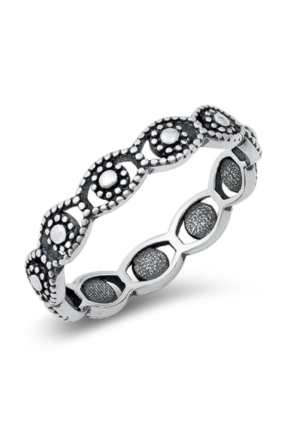 Oxidized Sterling Silver Beaded Stackable Design Ring Size 6