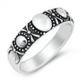 thumbnail image 1 of Oxidized Sterling Silver Beaded Tri Oval Design Ring Size 8, 1 of 3