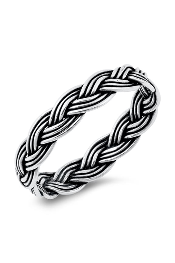 Oxidized Sterling Silver Braided Band Ring Size 4