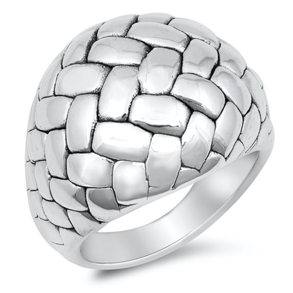 Oxidized Sterling Silver Braided Dome Design Ring Size 11