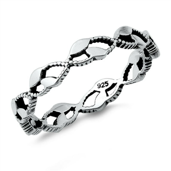 Oxidized Sterling Silver Braided Leaf Vine Ring Size 4