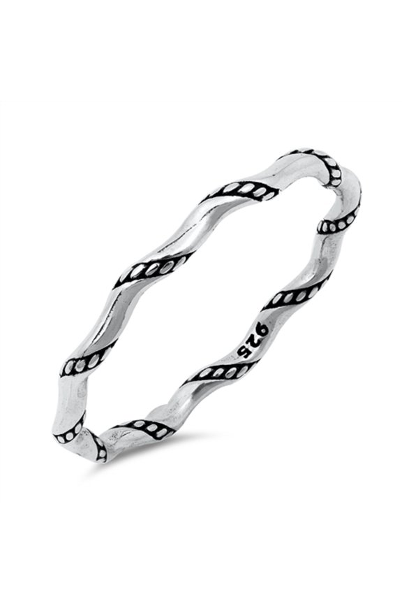 Oxidized Sterling Silver Braided Rope Ring Size 6