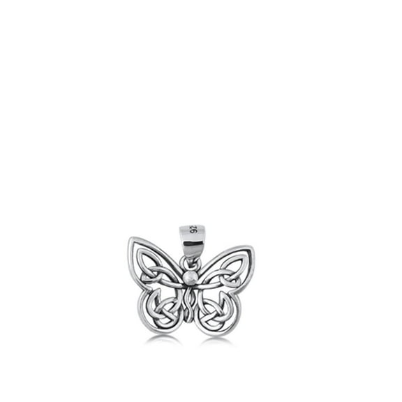 Oxidized Sterling Silver Celtic Knot Butterfly Pendant 925 Animal Charm Jewelry Female Unisex