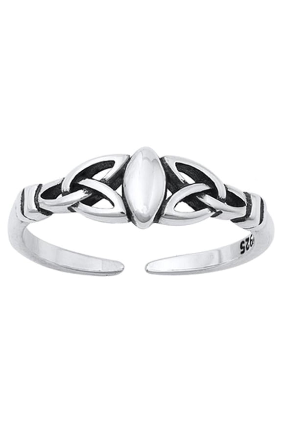 Oxidized Sterling Silver Celtic Knot Toe Ring Adjustable Midi Band .925 New Jewelry Female Unisex