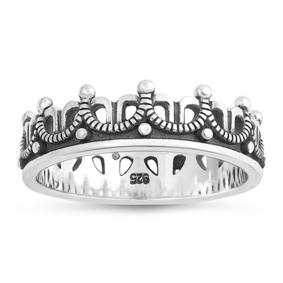 Oxidized Sterling Silver Crown Ring Size 4