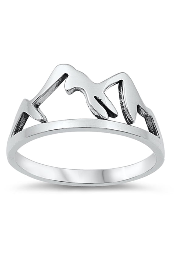 Oxidized Sterling Silver Cutout Mountains Ring Size 4