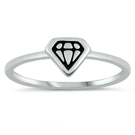 Oxidized Sterling Silver Diamond Design Ring Size 6