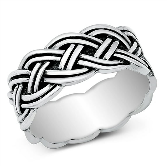 Oxidized Sterling Silver Double Braided Ring Size 13