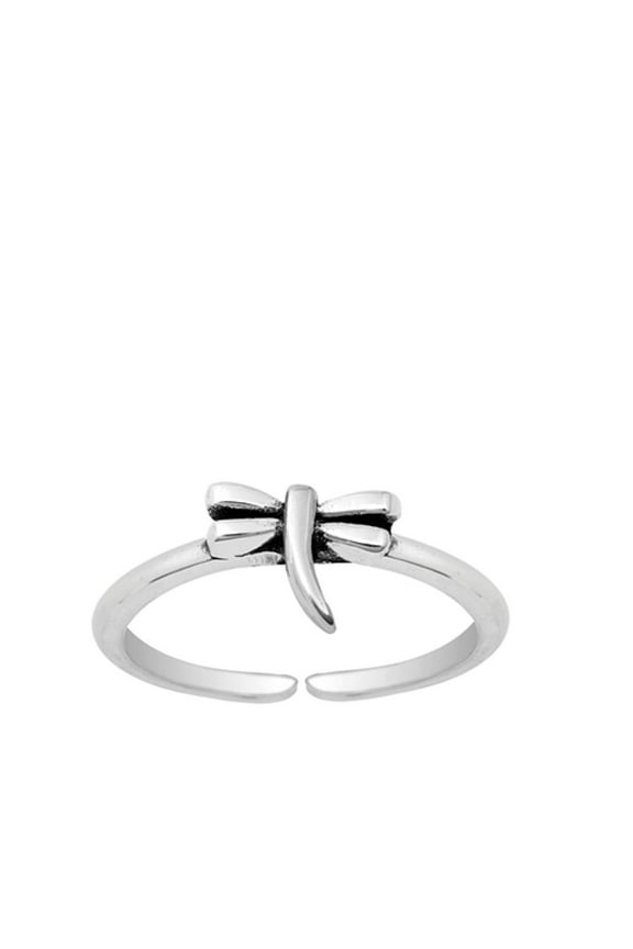 Oxidized Sterling Silver Dragonfly Fantasy Insect Toe & Midi Ring 925 Band Jewelry Female Unisex