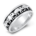 thumbnail image 1 of Oxidized Sterling Silver Elephant Migration Ring Size 9, 1 of 3