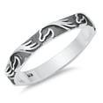 thumbnail image 1 of Oxidized Sterling Silver Engraved Waves Band Ring Size 8, 1 of 2